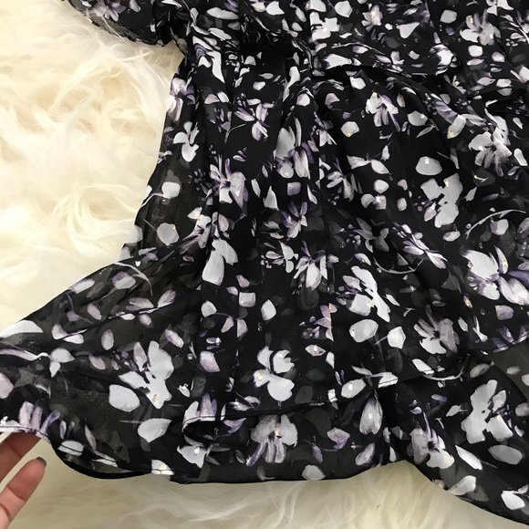 ELIZA J ruffle Asymmetrical Chiffon Skirt In Black - Picture 4 of 8